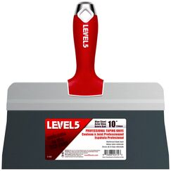 LEVEL5 10" Blue Steel Big Back Taping Knife with Soft-Grip Handle