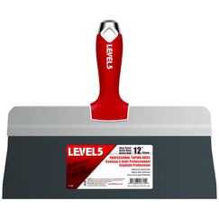 LEVEL5 12" Blue Steel Big Back Taping Knife with Soft-Grip Handle