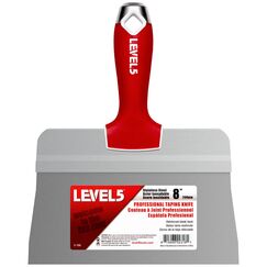 LEVEL5 8" Stainless Steel Big Back Taping Knife with Soft-Grip Handle
