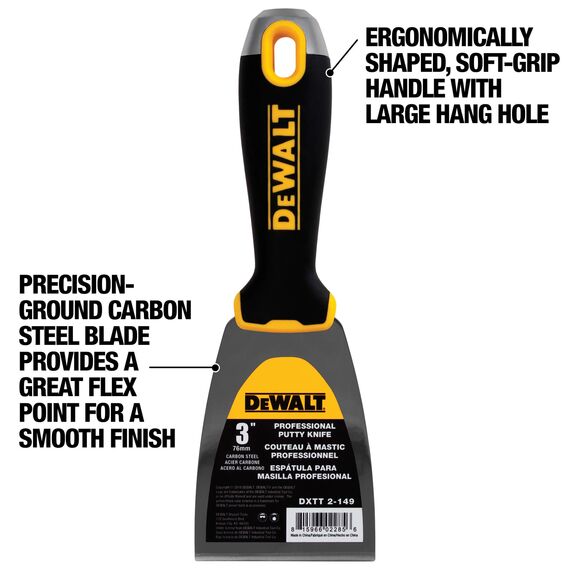 DeWALT 3" Carbon Steel Joint Knife with Soft-Grip Handle, 3 image