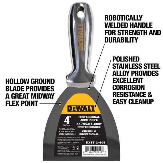 DeWALT 4" One-Piece Stainless Steel Joint Knife with Welded Handle, 4 image