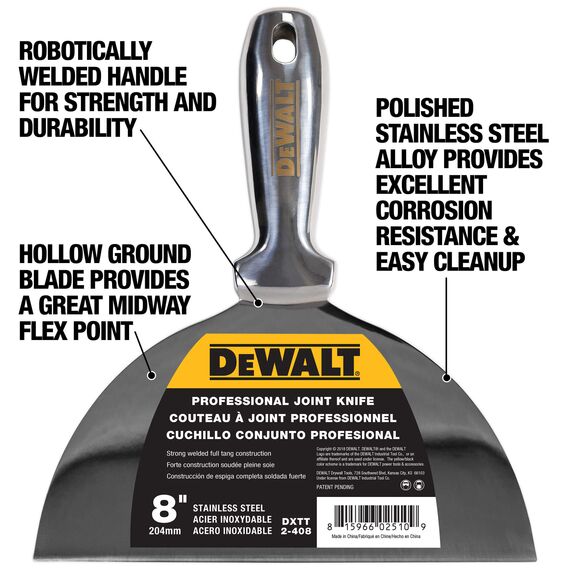 DeWALT 8" One-Piece Stainless Steel Joint Knife with Welded Handle, 3 image